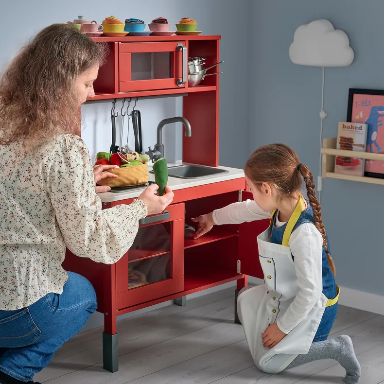 IKEA DUKTIG ДУКТИГ, игрушечная детская кухня, красный, 72x40x109 см 805.577.40 фото №4