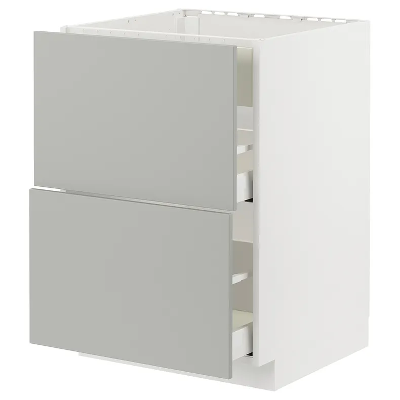 IKEA METOD МЕТОД / MAXIMERA МАКСИМЕРА, шкаф д / варочн панели / вытяжка / ящик, белый / светло-серый, 60x60 см 495.385.94 фото №1