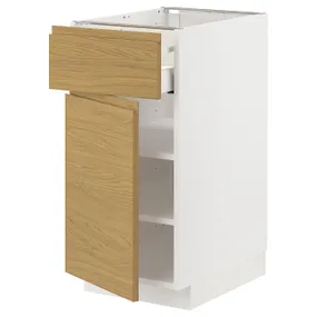 IKEA METOD МЕТОД / MAXIMERA МАКСІМЕРА, підлогова шафа з шухлядами та дверц, білий / Voxtorp імітація. дуб, 40x60 см 895.384.36 фото