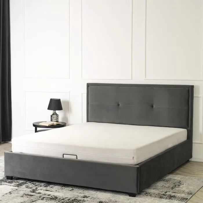 Кровать двуспальная бархатная MEBEL ELITE ANDRE Velvet, 160x200 см, серый фото №9