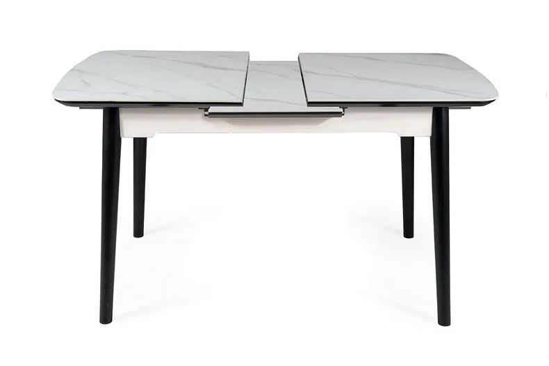 Стол обеденный раскладной SIGNAL APOLLO, белый мрамор / черный матовый, 80x120 фото №6