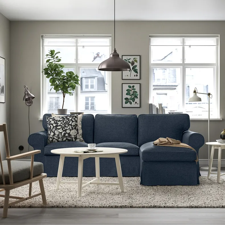 IKEA EKTORP ЕКТОРП, 3-місний диван із кушеткою, КІЛАНДА темно-синій 995.090.37 фото №2