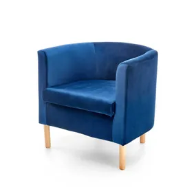 Крісло м'яке HALMAR CLUBBY 2 темно-синій/натуральний фото