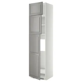 IKEA METOD МЕТОД, висока шафа для холодиль, 3 дверцят, білий / сірий Бодбін, 60x60x240 см 994.594.43 фото
