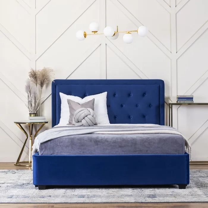 Ліжко MEBEL ELITE 140x200 CROS Velour Blue фото №3