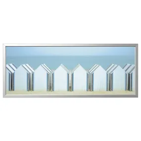 IKEA BJÖRKSTA БЬЙОРКСТА, картина з рамкою, пляжні котеджі / срібло, 140x56 см 595.089.21 фото