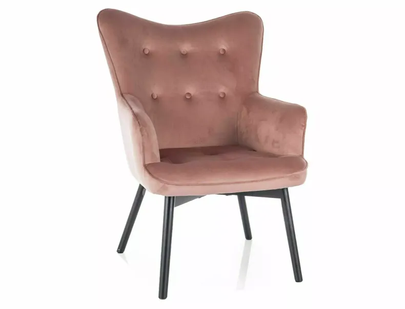 Мягкое кресло бархатное SIGNAL CARMEN Velvet, античный розовый фото №6