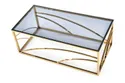 Журнальный столик стеклянный HALMAR UNIVERSE, 55x55 см, каркас - золото, стекло - дымчатое фото thumb №5