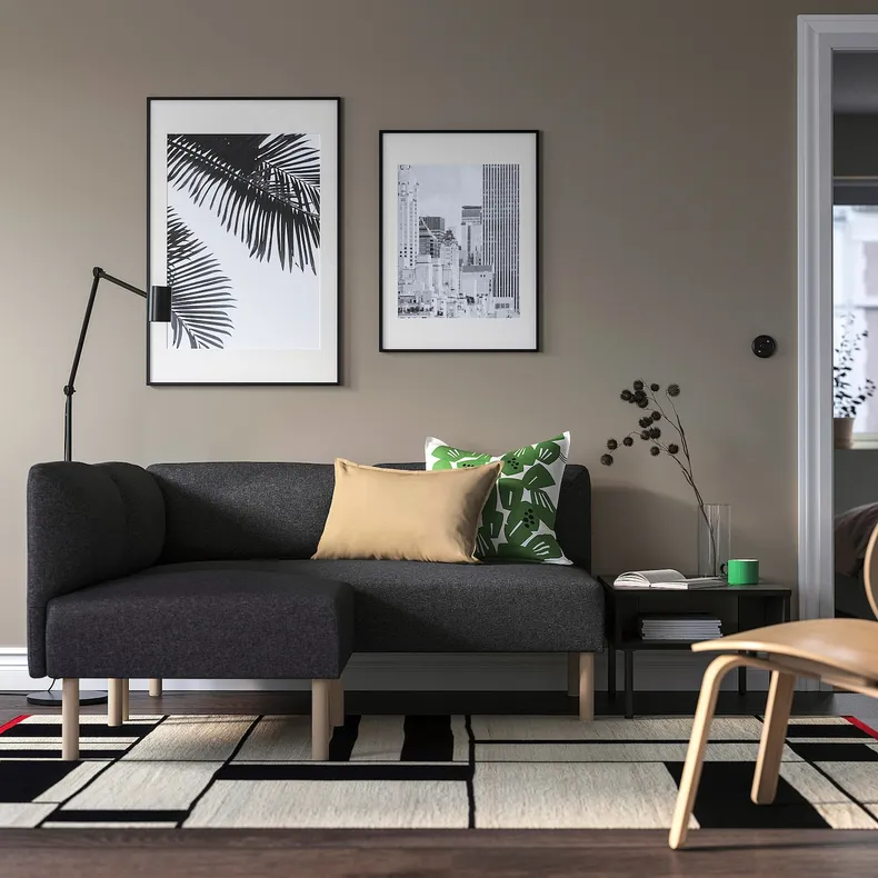 IKEA LILLEHEM ЛІЛЛЕХЕМ, модульний кутовий диван, 2-місний, ГУННАРЕД темно-сірий/деревина 495.363.02 фото №2
