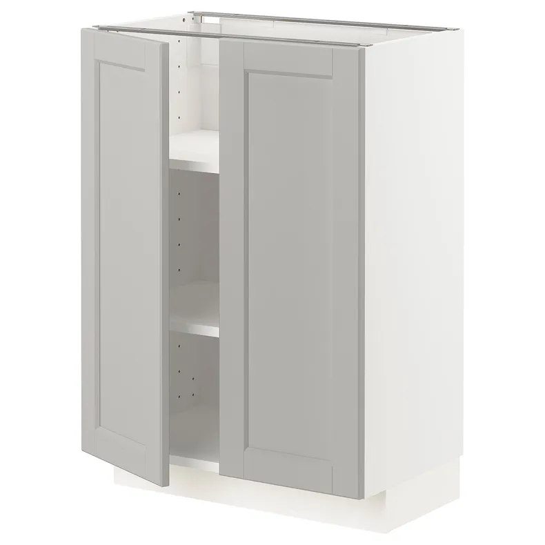 IKEA METOD МЕТОД, підлогова шафа з полицями / 2 дверцят, білий / світло-сірий Lerhyttan, 60x37 см 994.600.50 фото №1