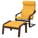 IKEA POÄNG ПОЕНГ, крісло та підставка для ніг, коричневий / СКІФТЕБУ жовтий 294.878.02 фото thumb №1