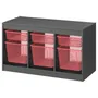 IKEA TROFAST ТРУФАСТ, комбінація для зберіган +контейнери, сірий/світло-червоний, 99x44x56 см 195.151.03 фото