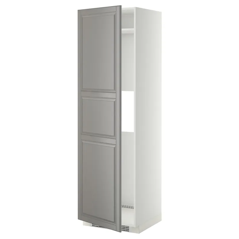 IKEA METOD МЕТОД, выс шкаф д / холод или мороз, с дверц, белый / Будбин серый, 60x60x200 см 099.256.57 фото №1