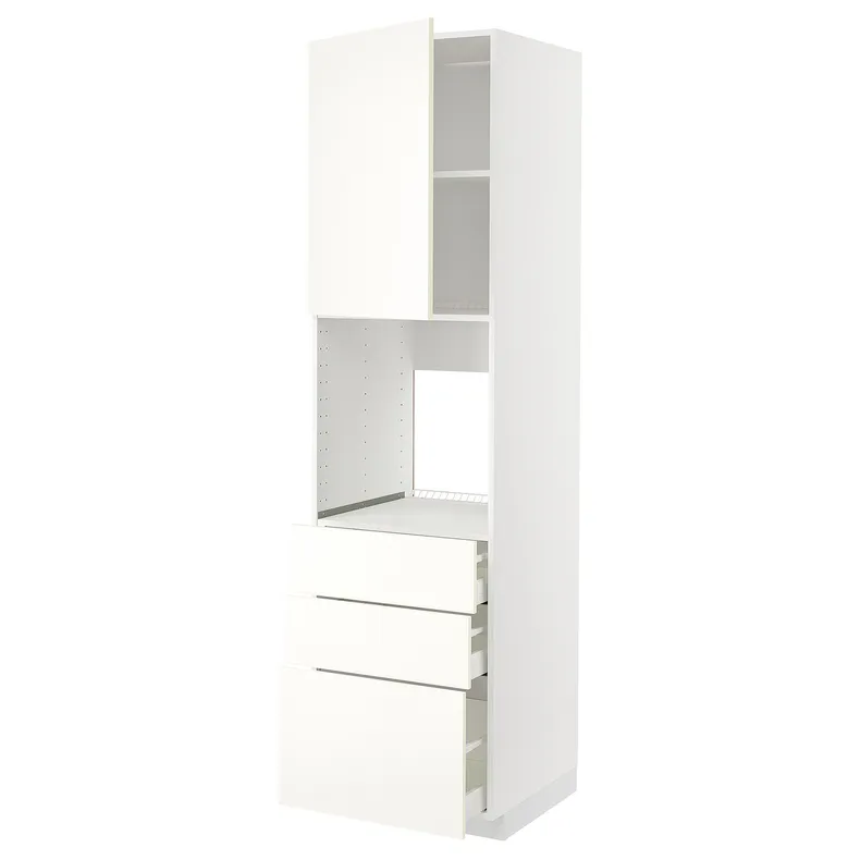 IKEA METOD МЕТОД / MAXIMERA МАКСИМЕРА, высокий шкаф д / духовки / дверь / 3ящика, белый / Вальстена белый, 60x60x220 см 695.074.50 фото №1