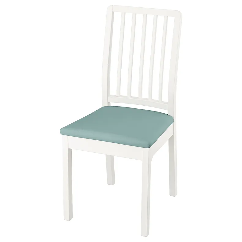 IKEA EKEDALEN ЕКЕДАЛЕН, стілець, білий / світло-бірюзовий Хакебо 294.292.18 фото №1