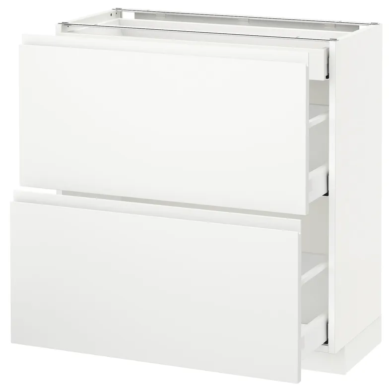 IKEA METOD МЕТОД / MAXIMERA МАКСІМЕРА, підлогова шафа / 2 фронт пан / 3 шухл, білий / Voxtorp матовий білий, 80x37 см 891.128.34 фото №1