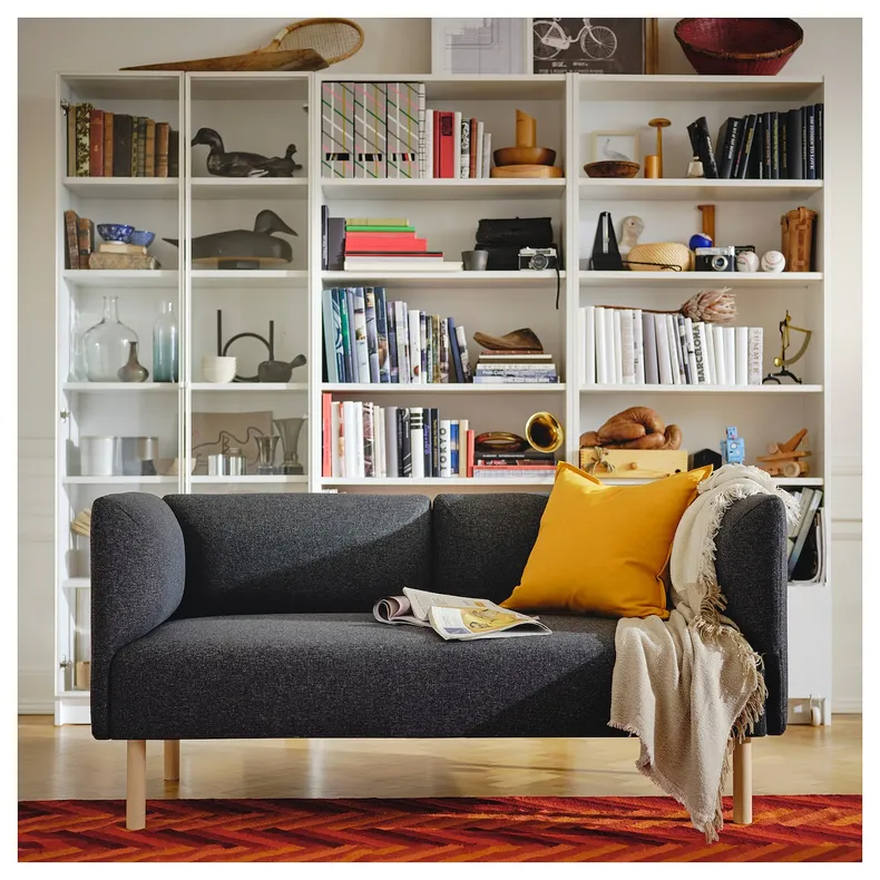 IKEA LILLEHEM ЛІЛЛЕХЕМ, 2-місний модульний диван, ГУННАРЕД/темно-сірий деревина 994.712.61 фото №3