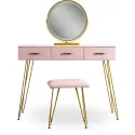 Туалетний столик з кріслом MEBEL ELITE SANDY, рожевий / золотий фото thumb №6