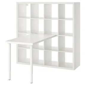 IKEA KALLAX КАЛЛАКС / LINNMON ЛІННМОН, письмовий стіл, комбінація, білий, 147x139x147 см 394.816.92 фото