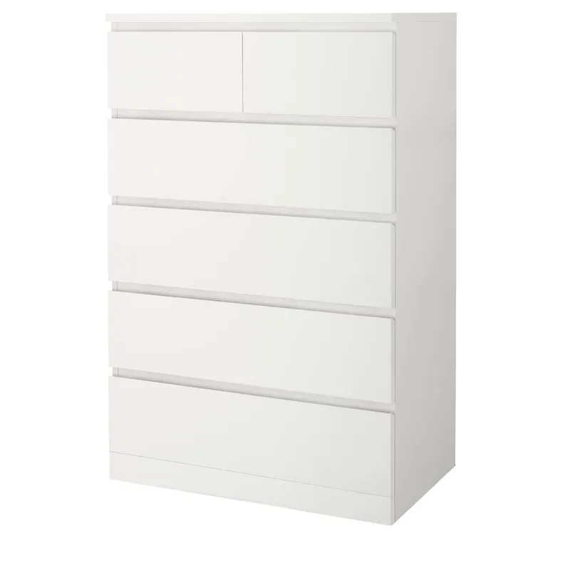 IKEA MALM МАЛЬМ, комод із 6 шухлядами, білий, 80x123 см 604.036.02 фото №1