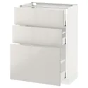 IKEA METOD МЕТОД / MAXIMERA МАКСИМЕРА, напольный шкаф с 3 ящиками, белый / светло-серый, 60x37 см 391.425.98 фото thumb №1