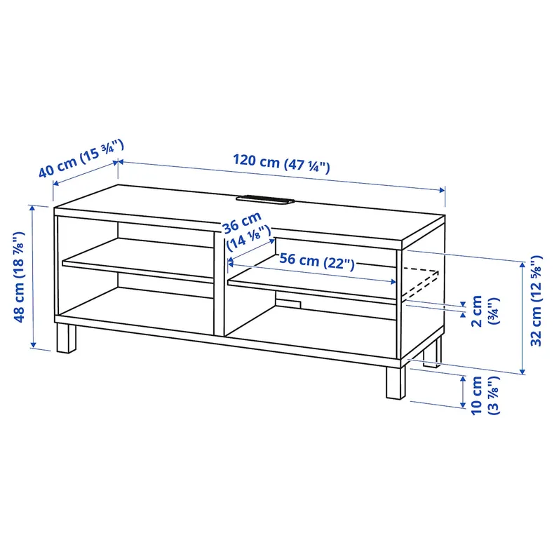 IKEA BESTÅ БЕСТО, тумба под ТВ, белый, 120x40x48 см 690.612.27 фото №6