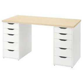 IKEA MITTCIRKEL МІТТЦІРКЕЛЬ / ALEX АЛЕКС, письмовий стіл, яскравий білий з ефектом сосни, 140x60 см 495.087.47 фото