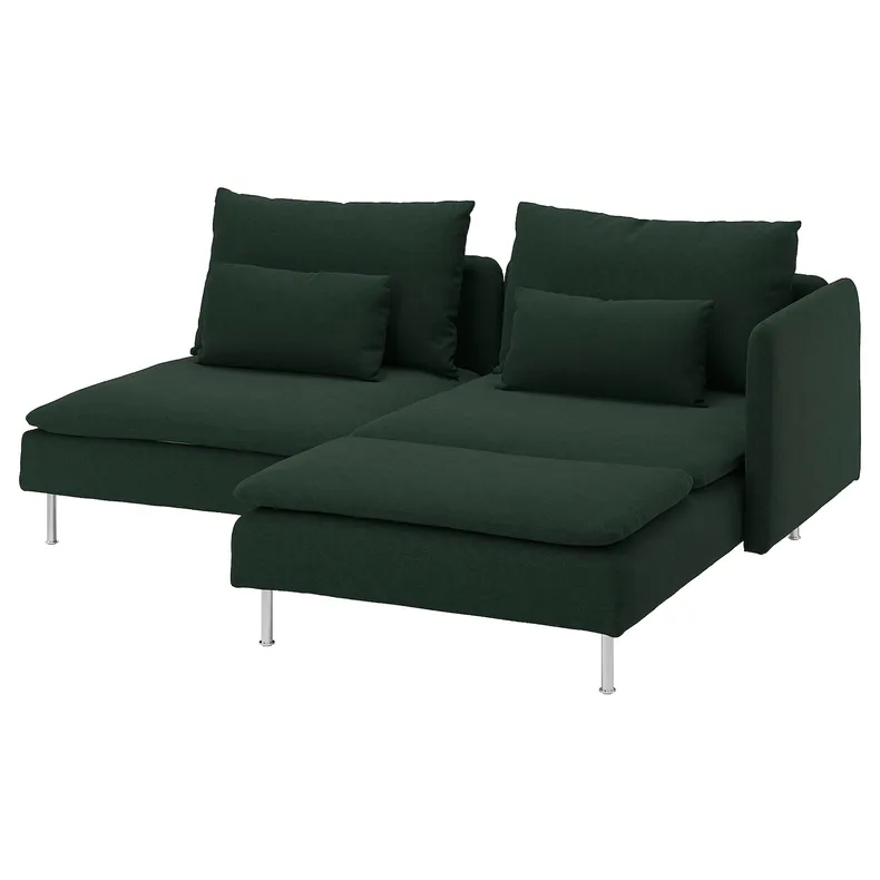 IKEA SÖDERHAMN СЕДЕРХАМН, 2-місний диван, з шезлонгом з підлокітником/Tallmyra темно-зелений 694.306.44 фото №1