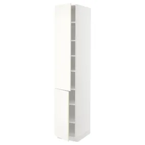IKEA METOD МЕТОД, висока шафа із полицями / 2 дверцят, білий / ВАЛЛЬСТЕНА білий, 40x60x220 см 295.073.10 фото