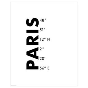 IKEA BILD БІЛЬД, постер, координати, Париж, 40x50 см 805.815.80 фото