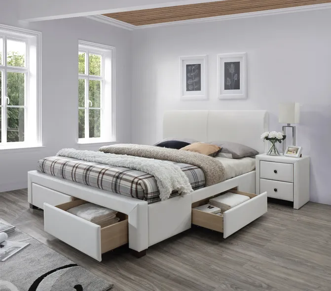 Двоспальне ліжко HALMAR З ящиками Modena 2 160x200 см біле фото №2