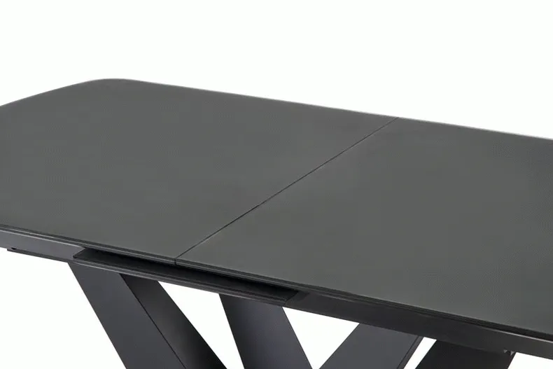Обеденный стол раскладной HALMAR PATRIZIO 160-200x90 см, столешница - темный ясен, ножка - черный фото №15