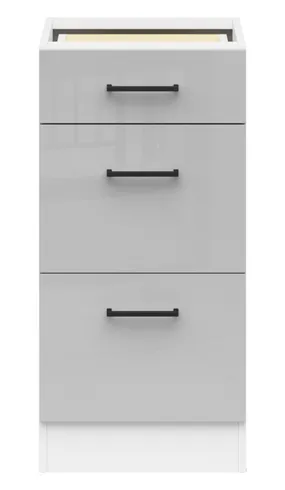 BRW Кухонный базовый шкаф Junona Line 40 см с ящиками светло-серый глянец, светло-серый глянец D3S/40/82_BBL-BI/JSZP фото