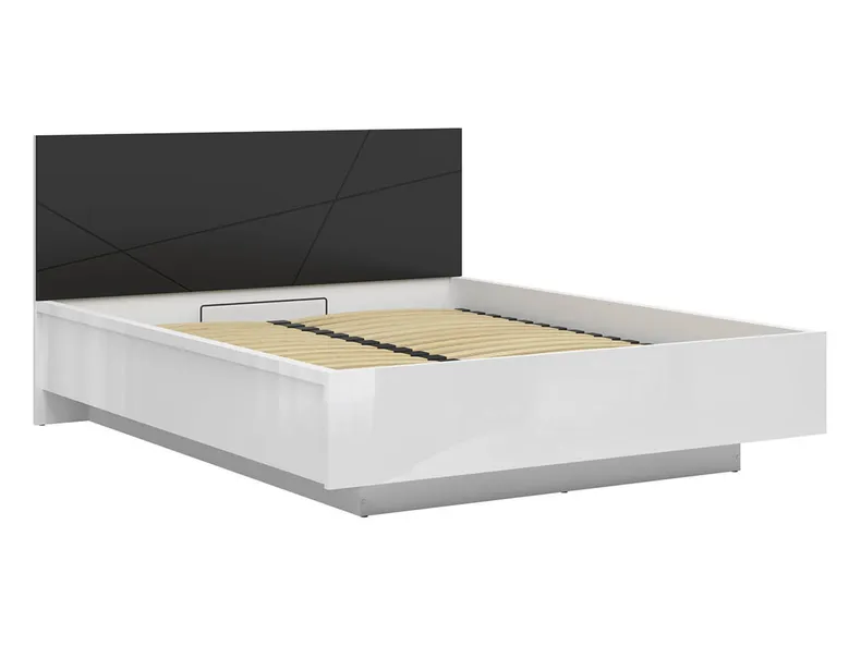 BRW Комплект: ліжко з підйомним механізмом та нішею для зберігання 160х200 см BRW FORN білий глянець/чорний матовий + матрац MERIDA LOZ/160/B+MERIDA-BIP/CAM фото №3