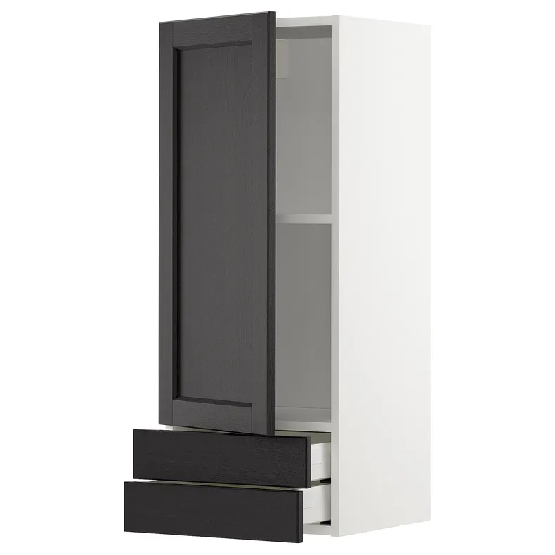IKEA METOD МЕТОД / MAXIMERA МАКСИМЕРА, навесной шкаф с дверцей / 2 ящика, белый / Лерхиттан с черными пятнами, 40x100 см 594.649.98 фото №1