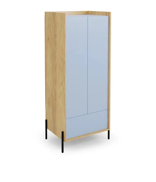 Шкаф HALMAR MOBIUS 2D 78x60 см, корпус : натуральный гикори, фасады - горизонт синий фото №1