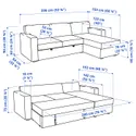 IKEA BÅRSLÖV БОРСЛЁВ, 3-местный диван-кровать с козеткой, Tibbleby светло-серый бирюзовый 805.308.16 фото thumb №7