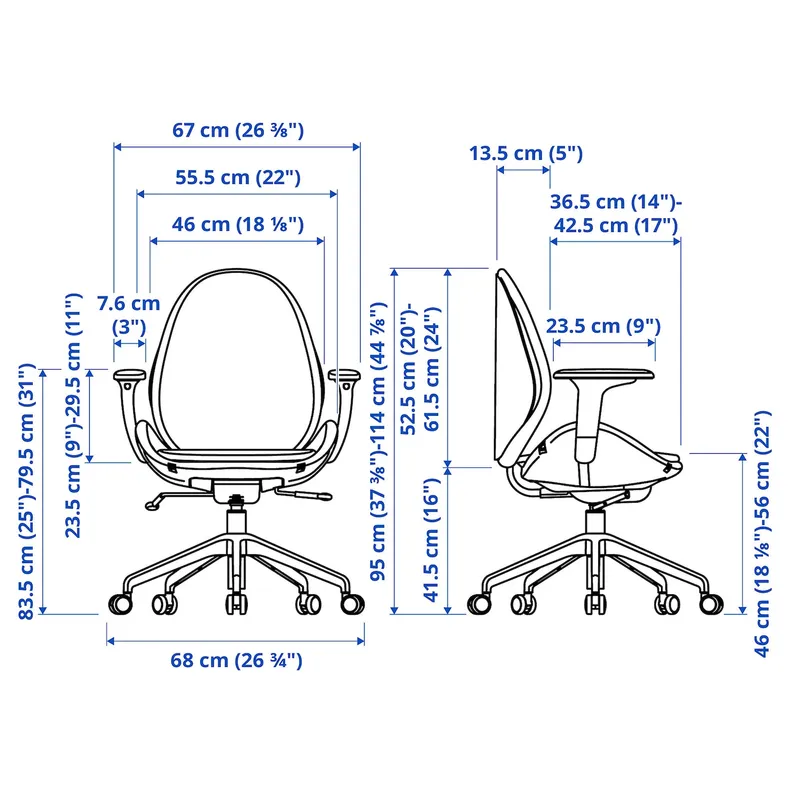 IKEA HATTEFJÄLL ХАТТЕФЬЕЛЛЬ, рабочий стул с подлокотниками, Окрашенный в серый / белый цвет 605.389.60 фото №9