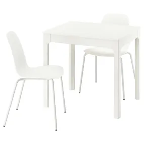 IKEA EKEDALEN ЕКЕДАЛЕН / LIDÅS ЛІДОС, стіл+2 стільці, білий / білий білий, 80 / 120 см 595.703.81 фото