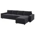 IKEA VIMLE ВИМЛЕ, 4-местный диван с козеткой, с широкими подлокотниками/Djuparp темно-серый 794.326.90 фото thumb №1