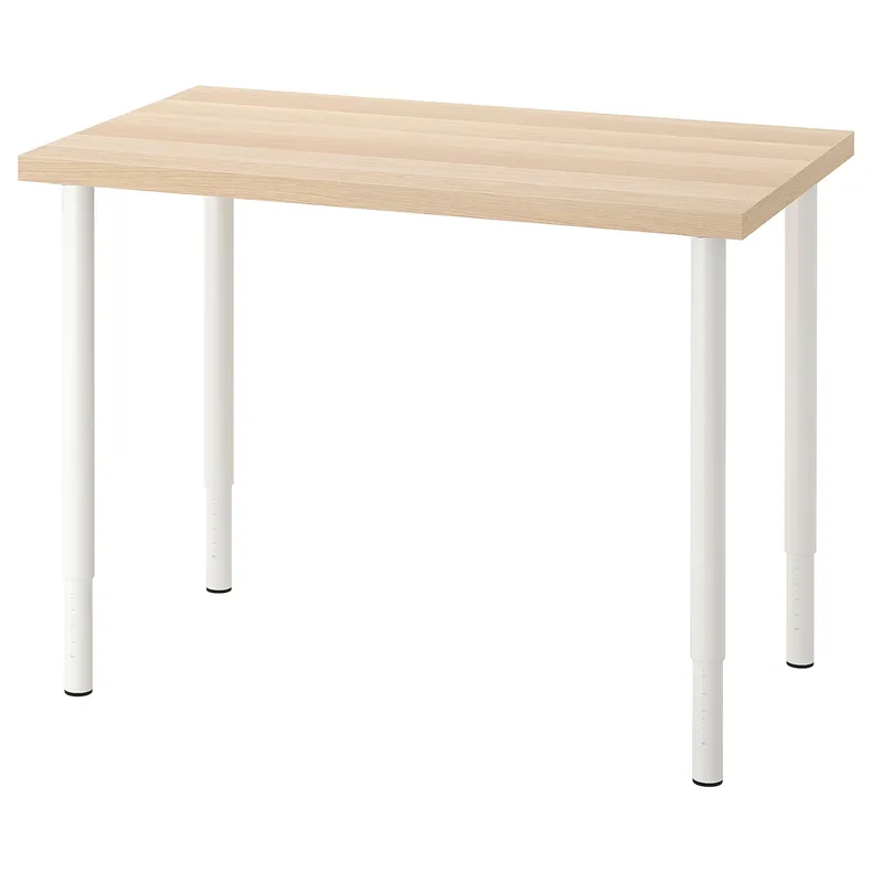 IKEA LINNMON ЛІННМОН / OLOV ОЛОВ, письмовий стіл, під білений дуб / білий, 100x60 см 694.163.46 фото №1