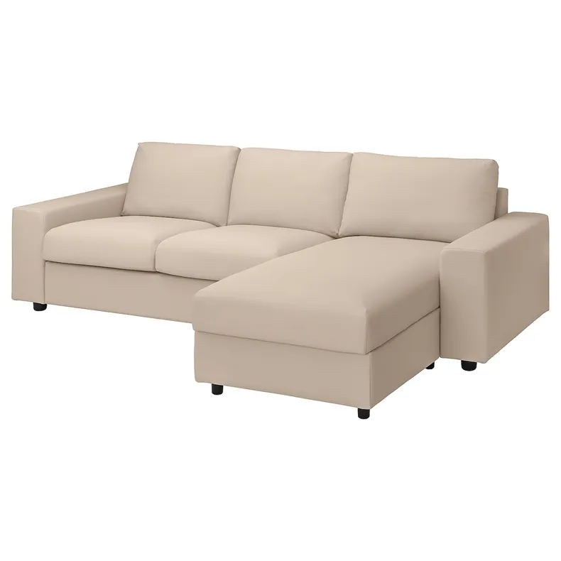 IKEA VIMLE ВІМЛЕ, чохол для 3-місного дивана з кушет, з широкими підлокітниками / ХАЛЛАРП бежевий 694.012.22 фото №2