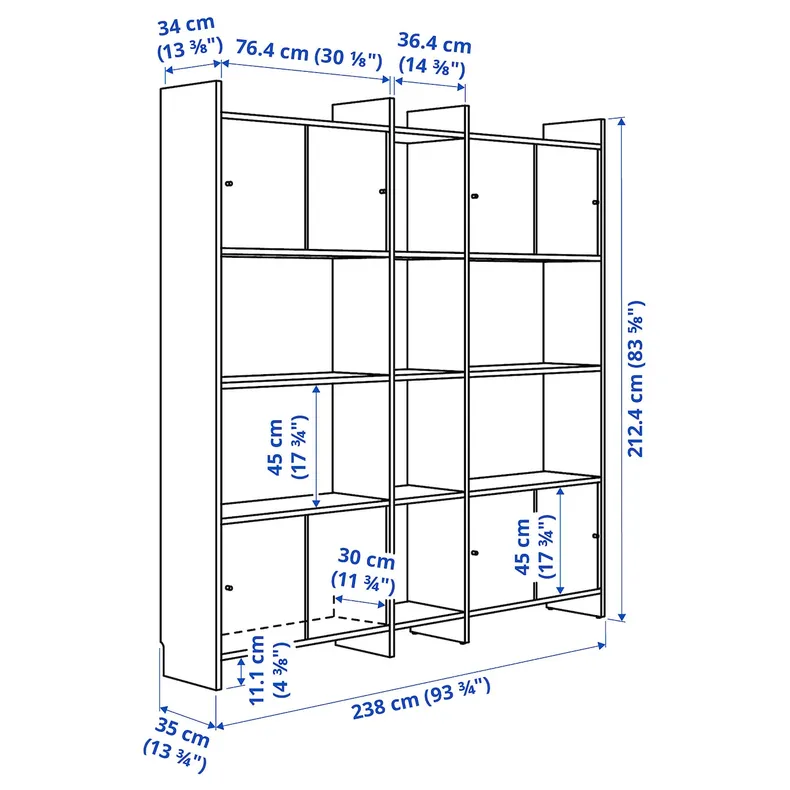 IKEA LÅDMAKARE, комбинация с раздвижными дверями, 7 полок/имит. дуб, 198x35x212 см 595.666.71 фото №6