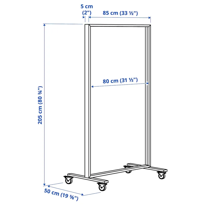 IKEA MITTZON МИТТЗОН, каркас на колесиках, белый, 85x205x50 см 105.286.33 фото №8