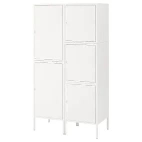 IKEA HÄLLAN ХЭЛЛАН, комбинация для хранения с дверцами, белый, 90x47x167 см 992.495.20 фото