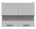 BRW Двухдверный верхний кухонный шкаф Junona Line 80 см с витриной светло-серый глянец, белый/светло-серый глянец G2W/80/57-BI/JSZP фото thumb №1