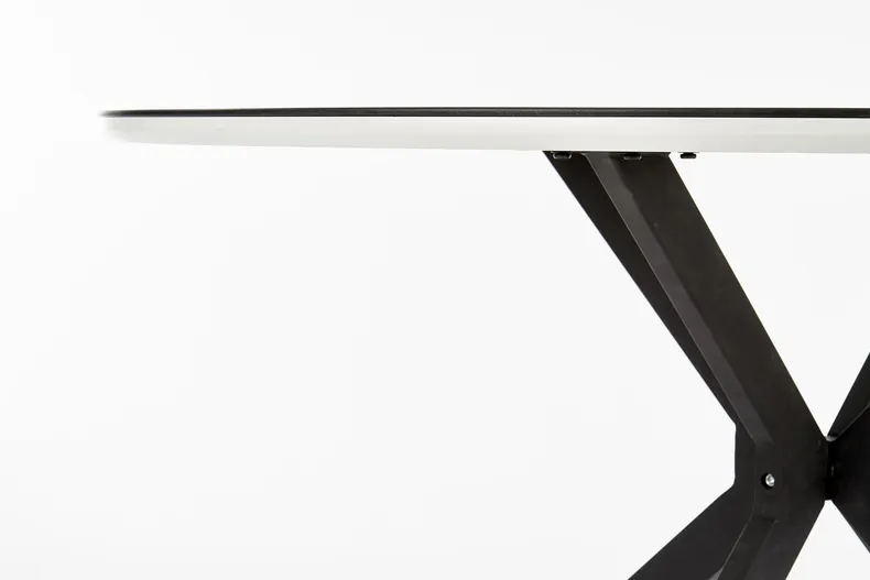 Стол кухонный круглый HALMAR AVELAR 120x120 см, столешница - черная/белая, ножки - черные фото №5