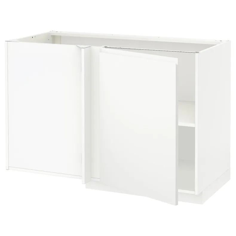IKEA METOD МЕТОД, кутова підлогова шафа із полицею, білий / Voxtorp матовий білий, 128x68 см 094.687.29 фото №1