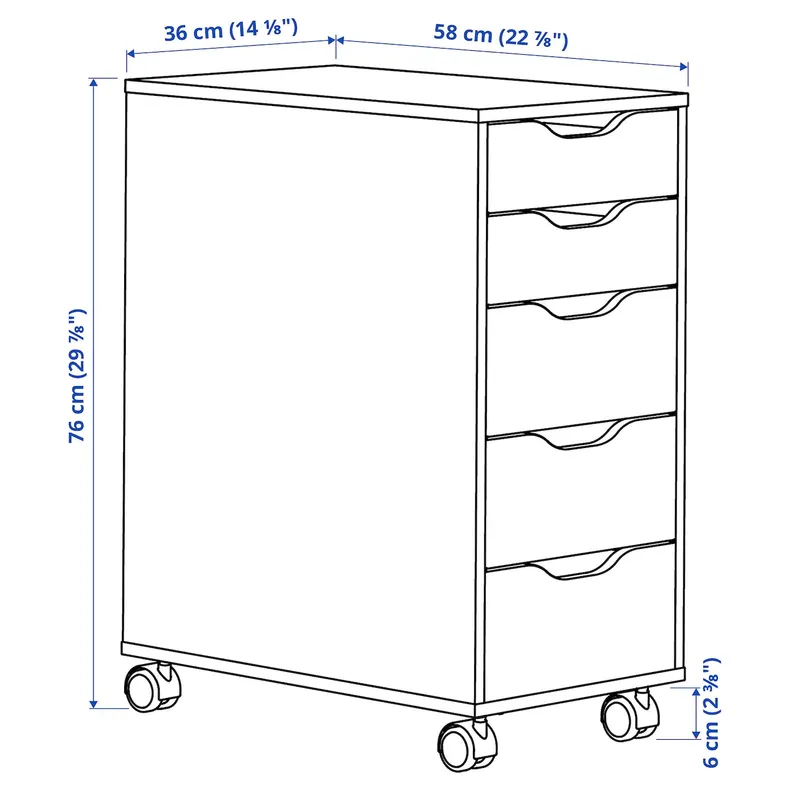 IKEA ALEX АЛЕКС, тумба с ящиками на колесах, Черно-коричневый, 36x76 см 294.221.94 фото №4