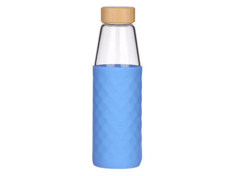 BRW Стеклянная бутылка в силиконовой упаковке 500 мл синяя 090534 фото №1